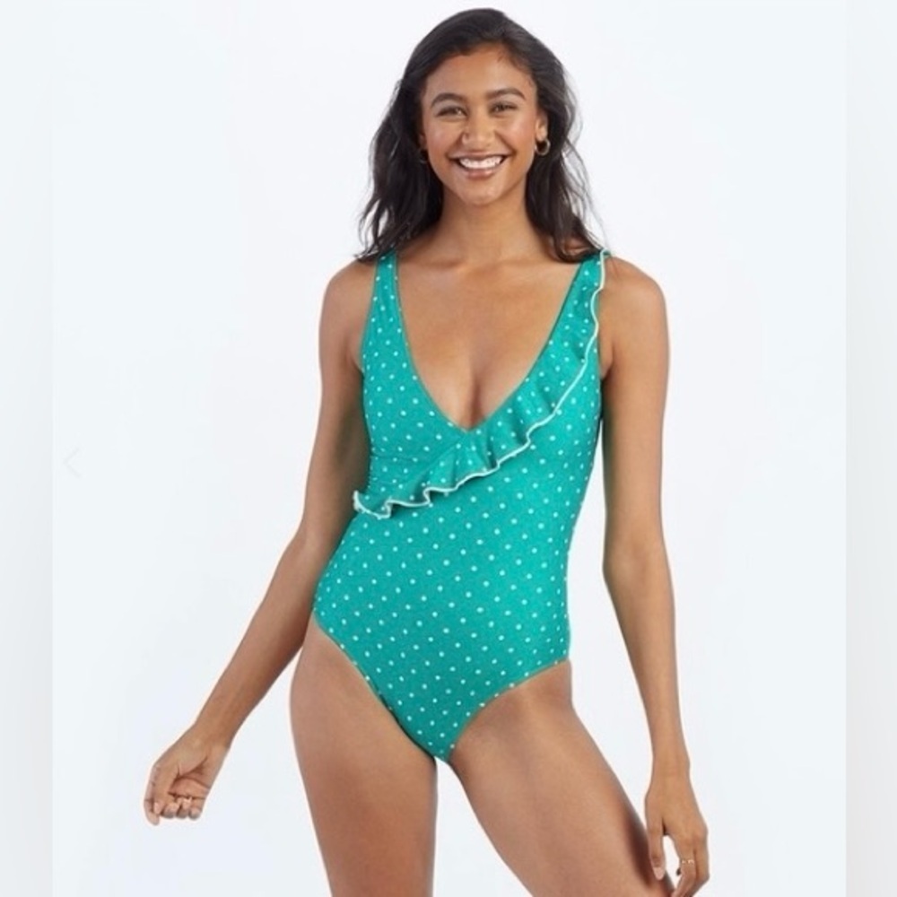 Summersalt The Ruffle Wrap One-Piece in Seaglass Dot‎ Size 4